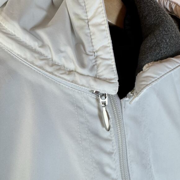 Vintage Y2K Women’s White Full-Zip Hooded Winter Jacket Knit Cuffs Collar Size L - Picture 4 of 11